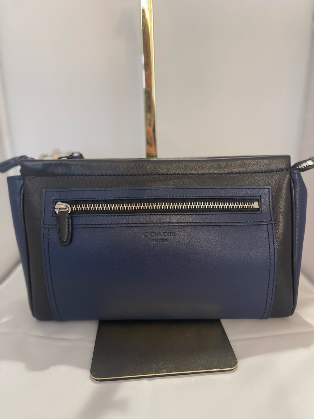Coach Navy and Black Leather Clutch